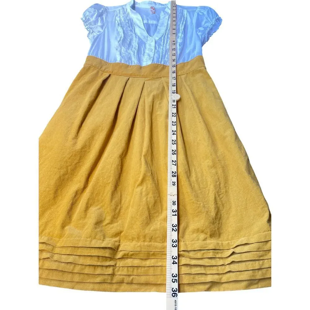 Maeve Anthropologie White Lace Top Mustard Yellow Skirt Dress – Size 2 - Picture 9 of 12